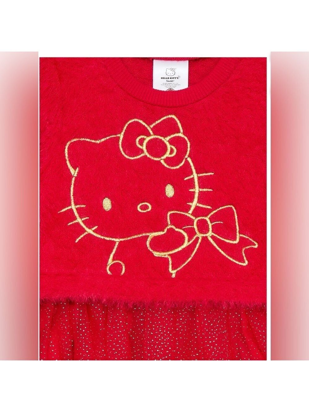 Hello Kitty Red Tutu Sweater Dress Girls 18M Holiday Party - Picture 4 of 14